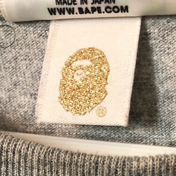 Bape Size Large Grey T-Shirt WGM Bear Head Zipper - Picture 5 of 5